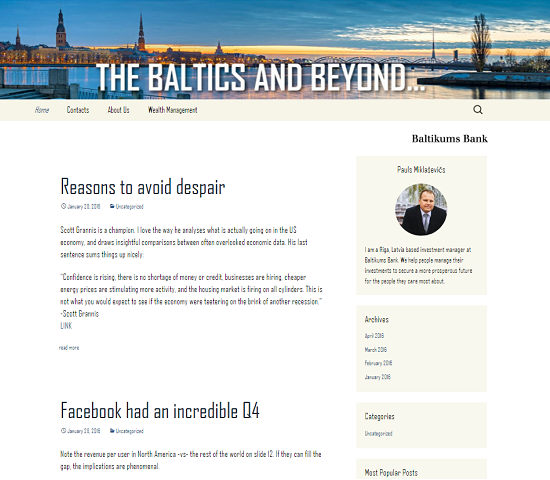 С начала февраля для всех интересующихся сферой финансов доступен новый профессиональный блог – THE BALTICS AND BEYOND.